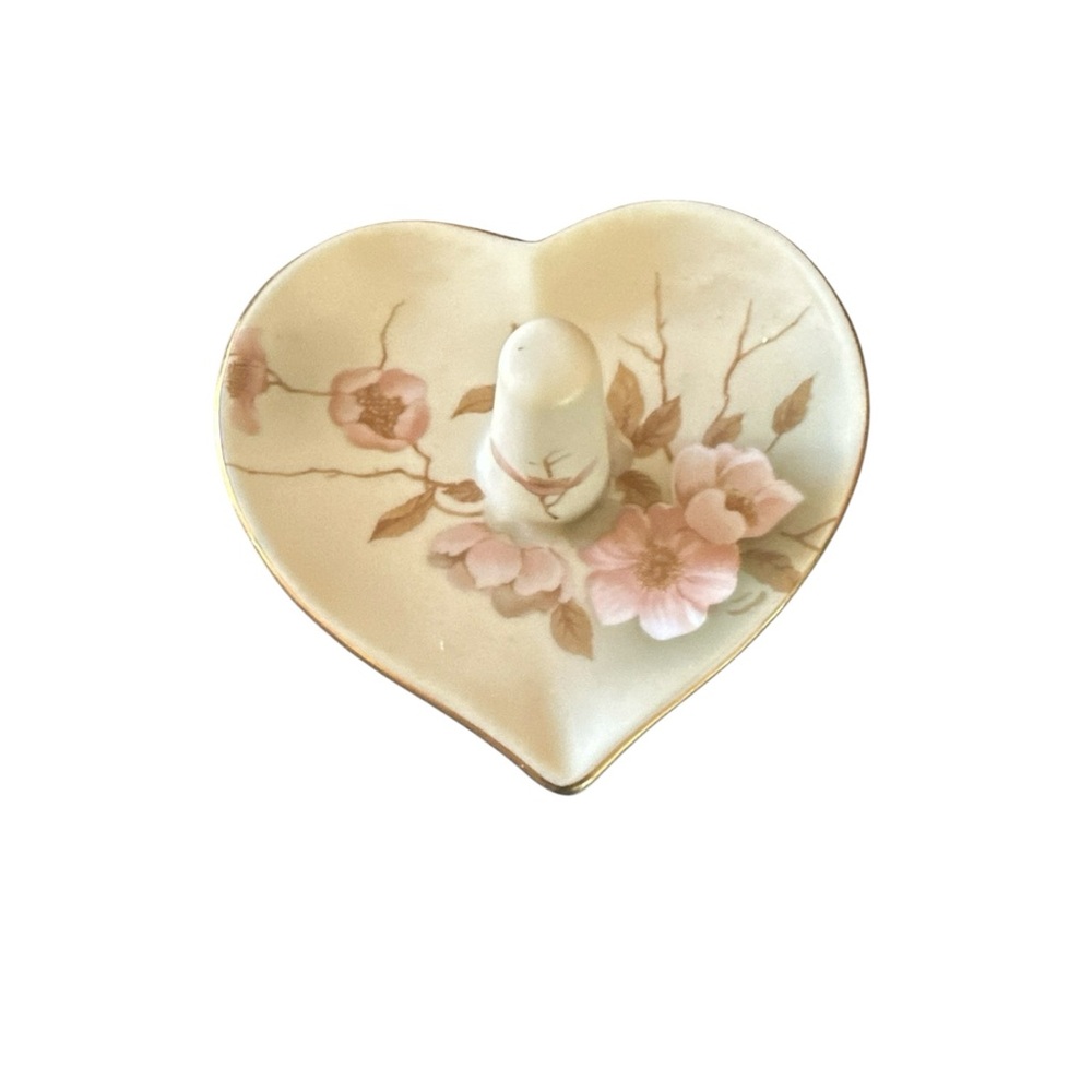 Vintage Hummelwerk Trinket Ring Holder Heart-Shaped Floral Jewelry Dish